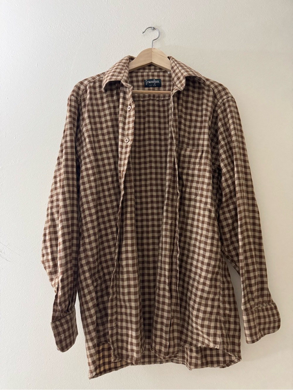 Gitman Brothers Brown and Cream Gingham Button-Down Shirt